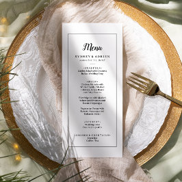 Menú Cena sencilla de Boda de marco Minimalista