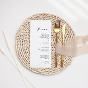 Menú Cena sencilla Minimalista en blanco y negro Boda