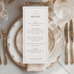 Menú Cena simple de Bodas blancos y negros<br><div class="desc">Sencillo menú Boda negro y blanco. Haga clic en el botón personalizar para personalizar este diseño con los detalles de su boda.</div>