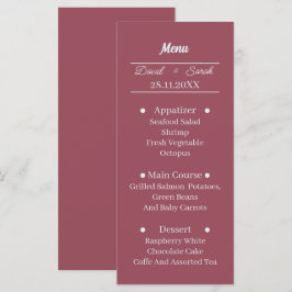Menú Cena simple de matrimonio personalizado de marrón
