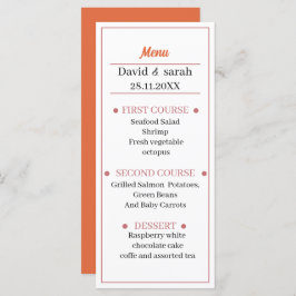 Menú Cena simple Naranja Boda