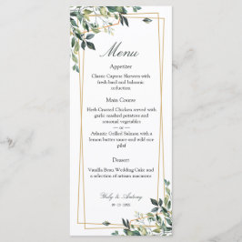 Menú Cena sofisticada con estampado de verde y dorado