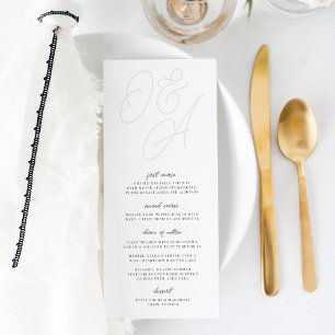 Menú Ceniza   Script Watermark Monogram Boda