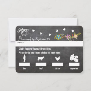 Menú Chalkboard Elección Boda Garland Floral RSVP
