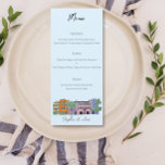 Menú Charleston para diseño acuarela Boda<br><div class="desc">Disfrute de una experiencia culinaria inspirada en el encanto y los sabores de Charleston con nuestro menú boda diseñado con acuarelas. Este menú elegante y artístico muestra los deliciosos platos que se servirán en su día especial. El diseño acuático presenta tonos suaves y vibrantes, que recuerdan la belleza costera de...</div>