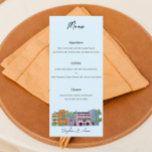 Menú Charleston para diseño acuarela Boda<br><div class="desc">Disfrute de una experiencia culinaria inspirada en el encanto y los sabores de Charleston con nuestro menú boda diseñado con acuarelas. Este menú elegante y artístico muestra los deliciosos platos que se servirán en su día especial. El diseño acuático presenta tonos suaves y vibrantes, que recuerdan la belleza costera de...</div>
