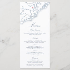 Menú Charleston SC Map Elegant Dusty Blue Boda