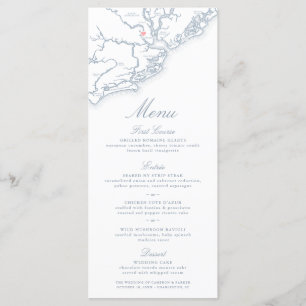 Menú Charleston SC Map Elegant Dusty Blue Boda