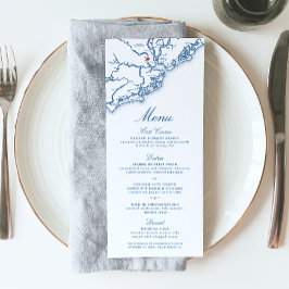 Menú Charleston SC Map Elegant Navy Blue Boda