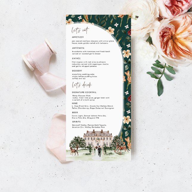 Menú Chateau elegante | Boda de Mano de Agua Inglés (Subido por el creador)