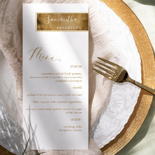 Menú Chic Personalizado con Nombre del Invitado Blanco