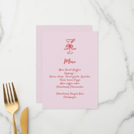 Menú Chicas Cocktail Brunch Pink Red Handwriter