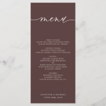Chocolate Brown Simple Script Wedding Dinner
