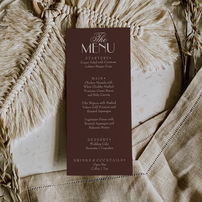 Menú Chocolate Marrón Antiguo Lujo Boda Elegante (Subido por el creador)