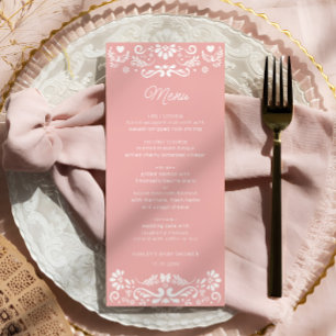 Menú Cielito Lindo Mexicano de Baby Shower Rosa