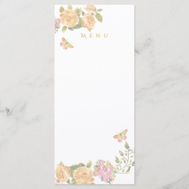 Menú Cinta de Rosa de Oro Monograma de Boda (Anverso)
