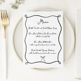 Menú Cinta dibujada a mano y Boda blanco y negro de dob