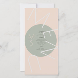 Menú Circular de Boda Corazón Monogramado Rosa Sal
