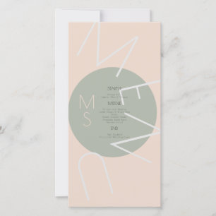 Menú Circular de Boda Corazón Monogramado Rosa Sal