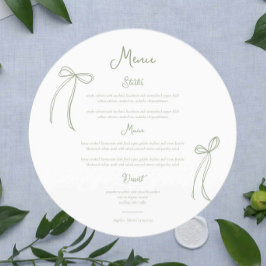 Menú Circular de Boda verde de Bow Sage caprichoso