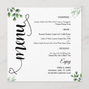 Menú Circular Plano de Boda con Letra Elegante y V