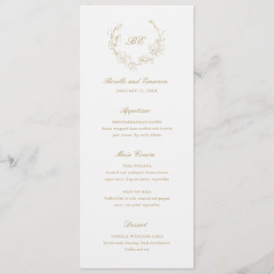 Menú Círculo de boda elegante monograma de oro