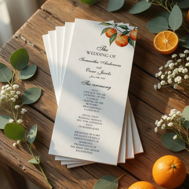 Menú Citrus Wedding Program | Mediterranean Orange  (Subido por el creador)