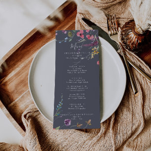 Menú Clásica cena floral azul silvestre