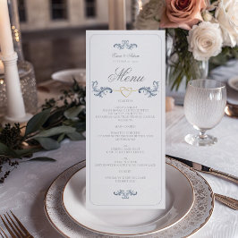 Menú Clásico de Boda Azul Polvoriento