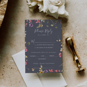 Menú Clásico de Boda salvaje azul Elección RSVP