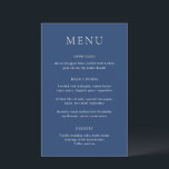 Menú clásico de bodas con elegancia azul de la mar<br><div class="desc">Elegante menú de bodas con fuentes serif tradicionales en un diseño sencillo.</div>