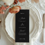 Menú Clásico elegante Boda de caligrafía blanca negra<br><div class="desc">parte de una colección *no Relieve metalizado real</div>