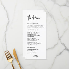 Menú Clásico Elegante Boda en Blanco y Negro