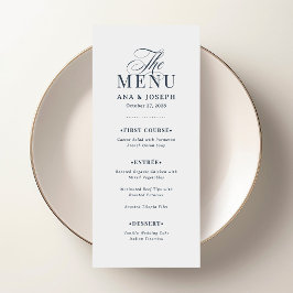 Menú Clásico Lujo | Boda elegante azul marino y blanco