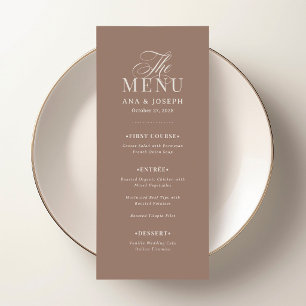 Menú Clásico Lujo Boda Suave Mocha Taupe