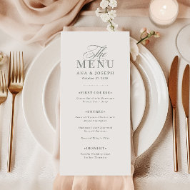 Menú Clásico Lujo Elegante Boda Blanca y Verde Salvia