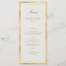Menú Clásico Moderno Boda Formal Ecru Dorado Falso