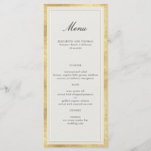Menú Clásico Moderno Formal Boda Falso Oro Ecru