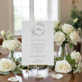 Menú Clásico Monograma de Corona Floral Boda