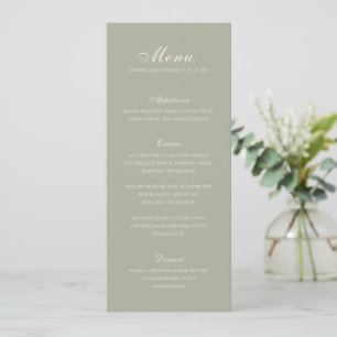 Menú Clásico Verde Silenciado Boda Elegante