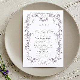 Menú Classic French Victorian Lavender Frame Wedding