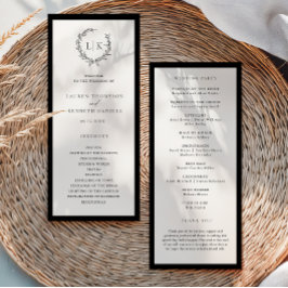 Menú Classic Monogram Wreath Wedding Program