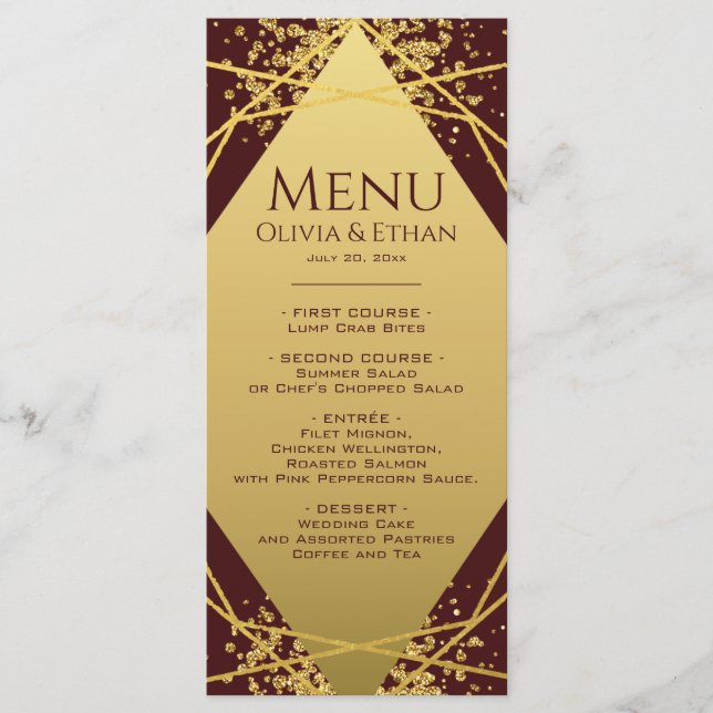 Menú Clasy Gold Geométrico en Borgoña (Anverso)