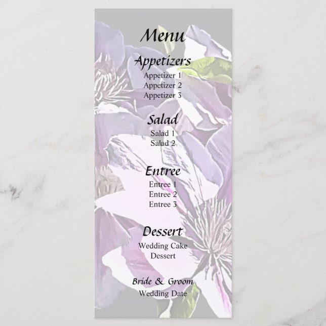 Menú Clematis rosa (Anverso)