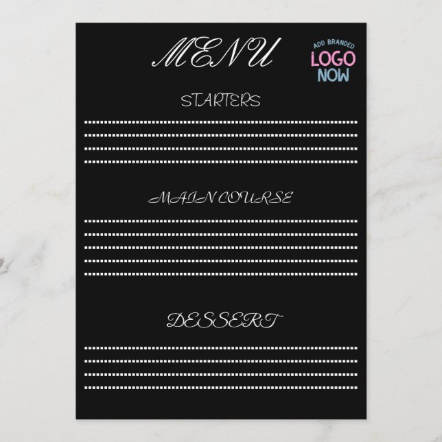 MENÚ CLIENTE FASHIONABLE NEGRO LIMPIO CONTEMPORÁNEO SIM (Anverso)