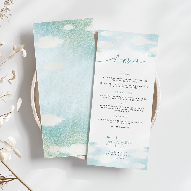 Menú Cloud 9 Blue and White Dreamall Bridal Shower (Subido por el creador)