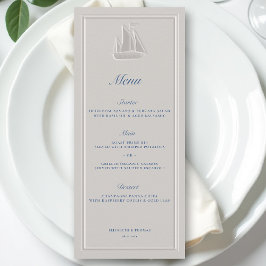 Menú Coastal Nautical Sailboat Elegant Formal Wedding