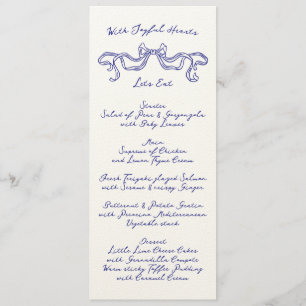 Menú Cobalt Blue La Dolce Vita Ribbon Ecru Boda