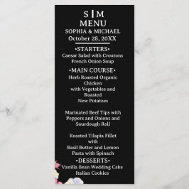 Menú Código QR de Bodas de Flores Acuarela Azules y Ros