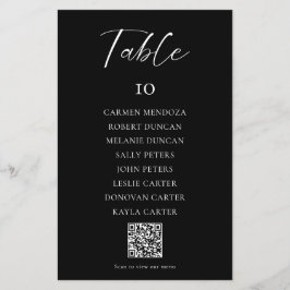 Menú Código QR de la tabla de asientos del Boda ne